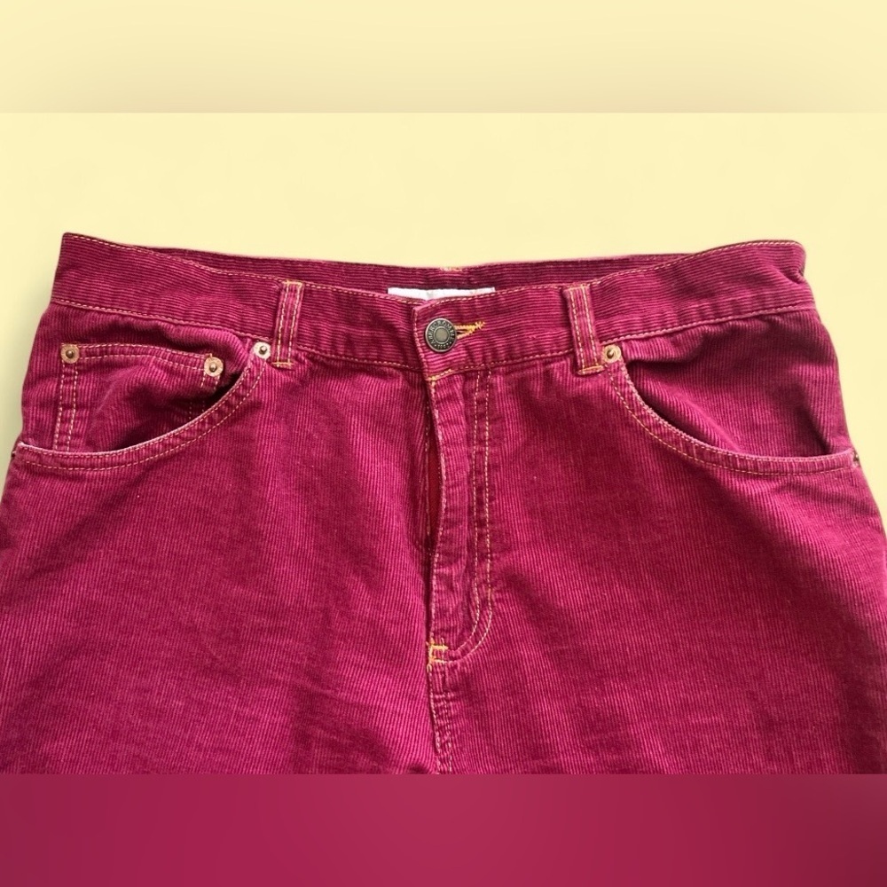Vintage Y2K Abercrombie & Fitch Corduroy Flare Pants Burgundy - Size 8 - Picture 3 of 7
